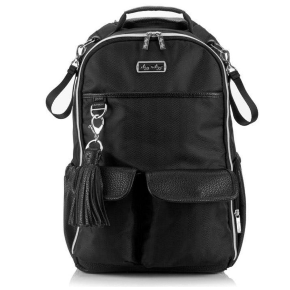 Itzy Ritzy Black Herringbone Boss Backpack Diaper Bag